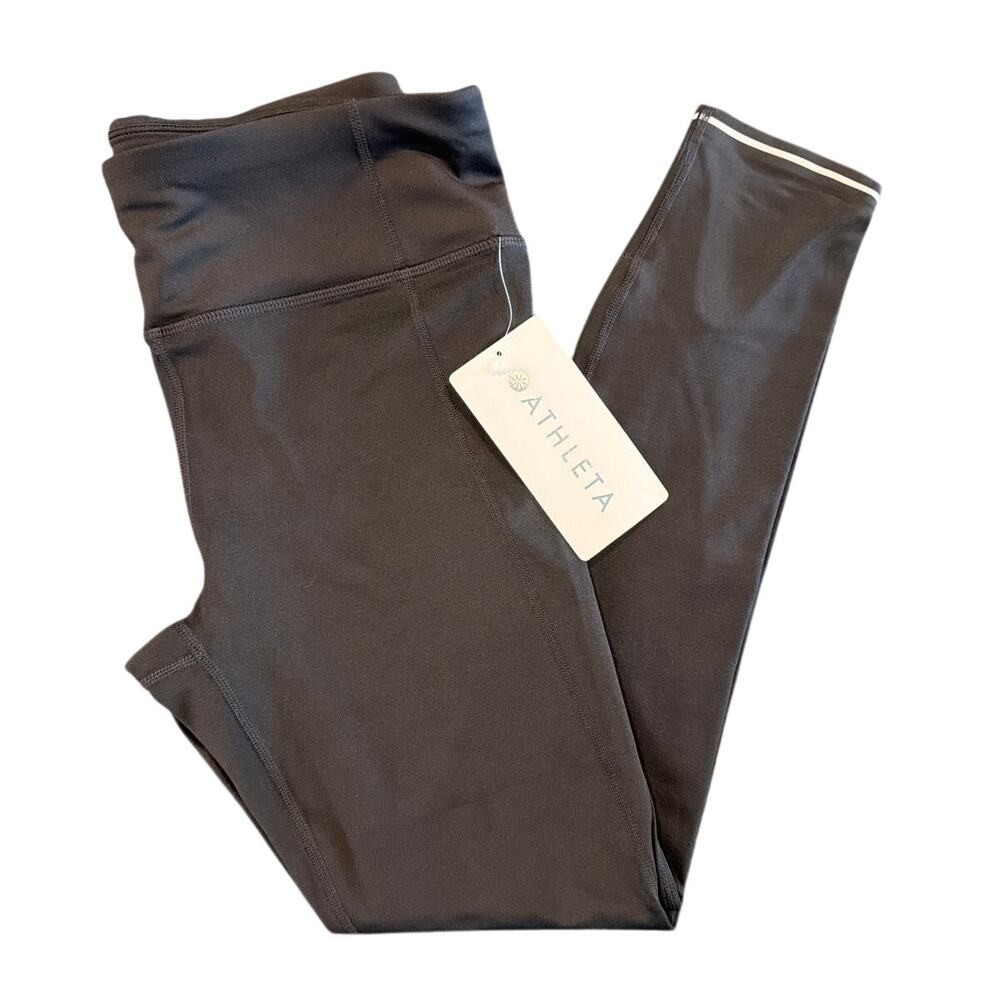 NWT Athleta Run Free 7/8 Tight PowerPace Leggings Reflective, Black, Small
